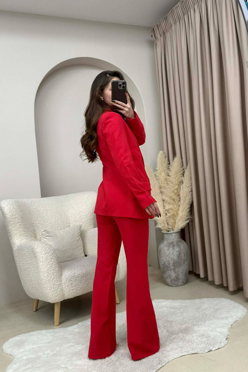 ONE COLOR CLASSIC JACKET+TROUSERS WOMEN SET RED/E KUQE - 3
