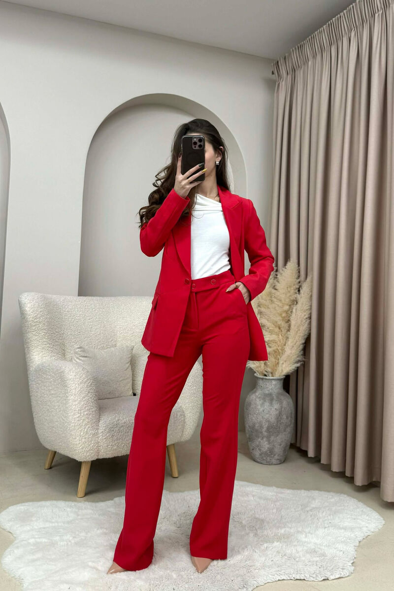 ONE COLOR CLASSIC JACKET+TROUSERS WOMEN SET RED/E KUQE - 4