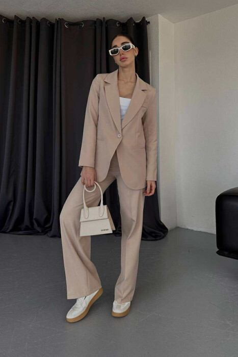 ONE COLOR CLASSIC JACKET+TROUSERS WOMENS SET BEIGE/BEZHE 