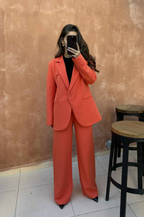 ONE COLOR CLASSIC JACKET+TROUSERS WOMENS SET DARK ORANGE/POE 