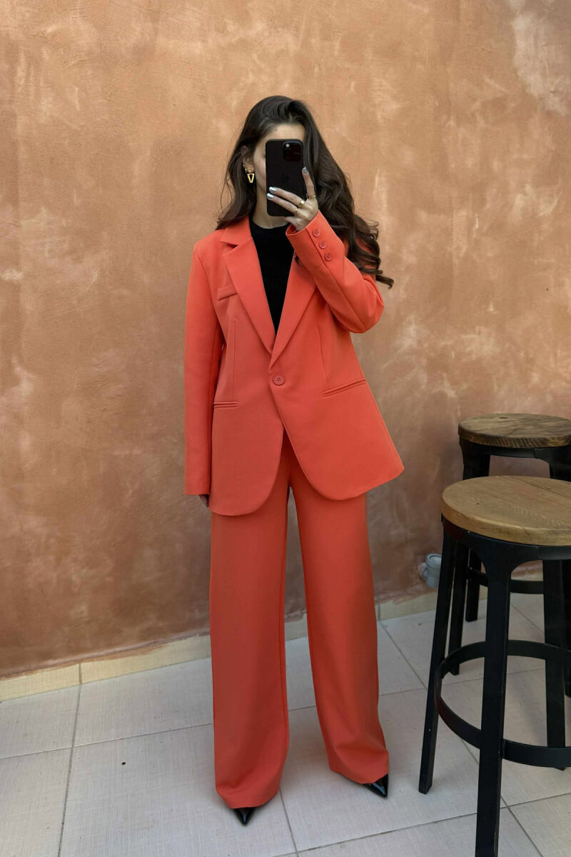 ONE COLOR CLASSIC JACKET+TROUSERS WOMENS SET DARK ORANGE/POE - 1