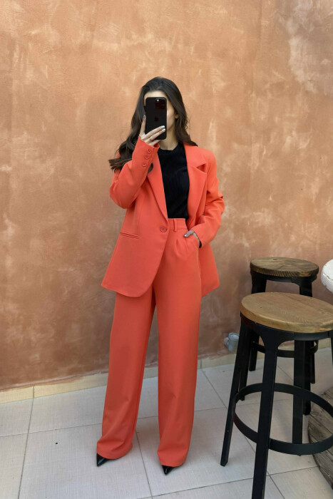 ONE COLOR CLASSIC JACKET+TROUSERS WOMENS SET DARK ORANGE/POE - 2