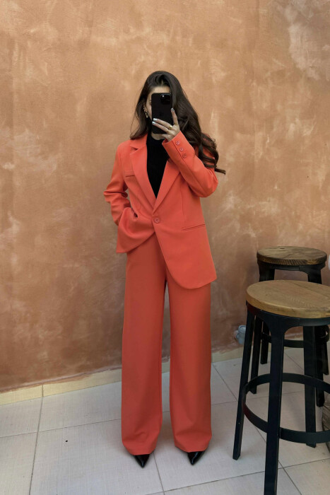 ONE COLOR CLASSIC JACKET+TROUSERS WOMENS SET DARK ORANGE/POE - 6