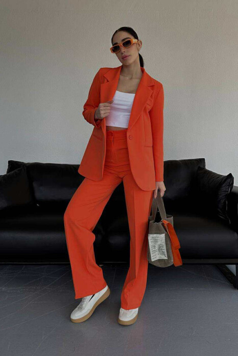 ONE COLOR CLASSIC JACKET+TROUSERS WOMENS SET ORANGE/PORTOKALLI 
