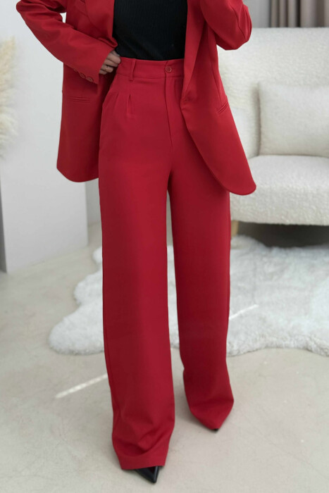 ONE COLOR CLASSIC JACKET+TROUSERS WOMENS SET RED/E KUQE - 4