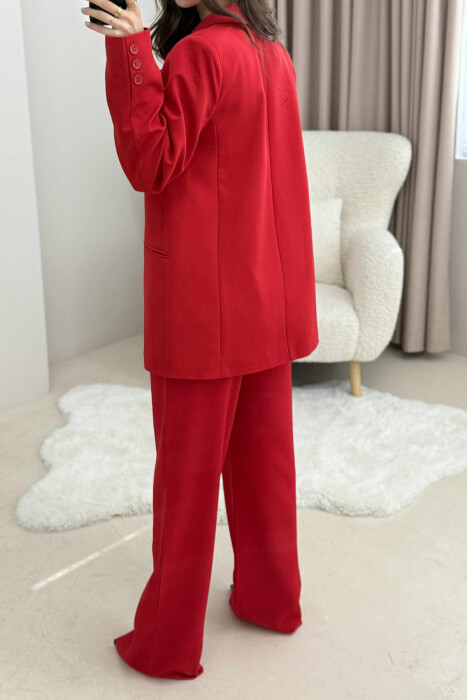 ONE COLOR CLASSIC JACKET+TROUSERS WOMENS SET RED/E KUQE - 5
