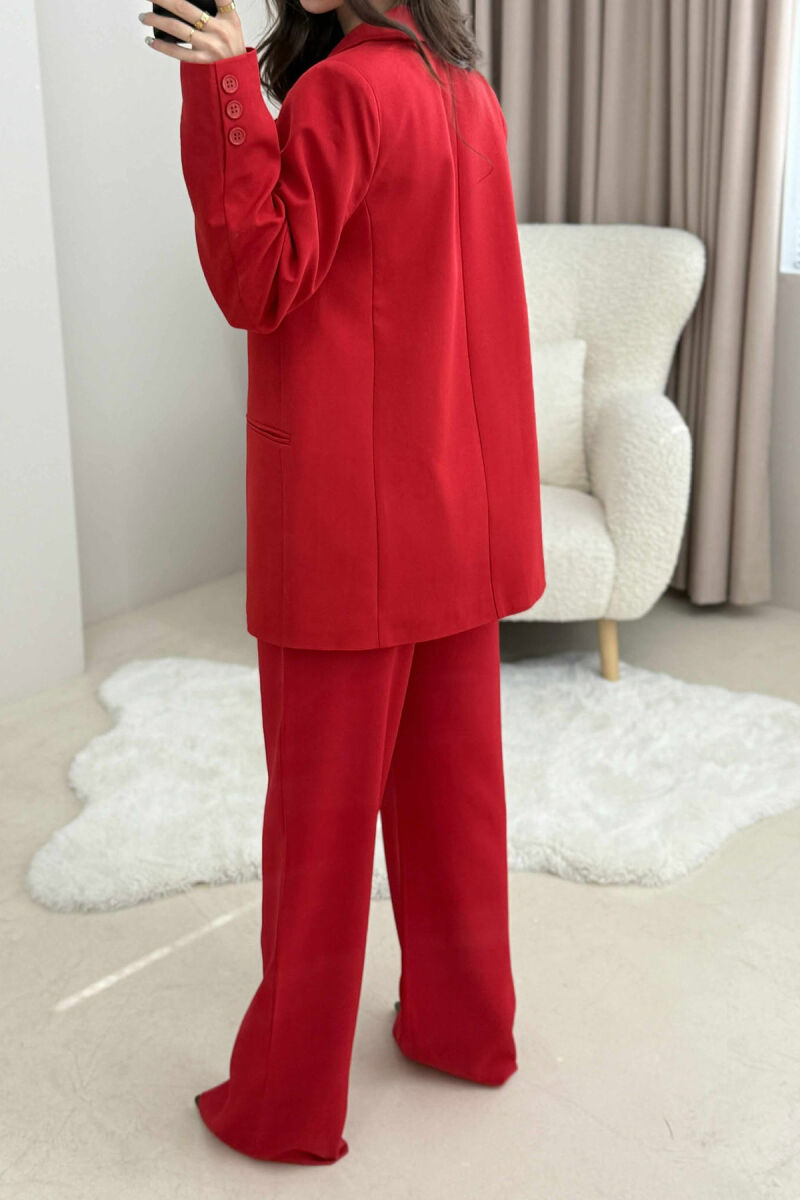 ONE COLOR CLASSIC JACKET+TROUSERS WOMENS SET RED/E KUQE - 5