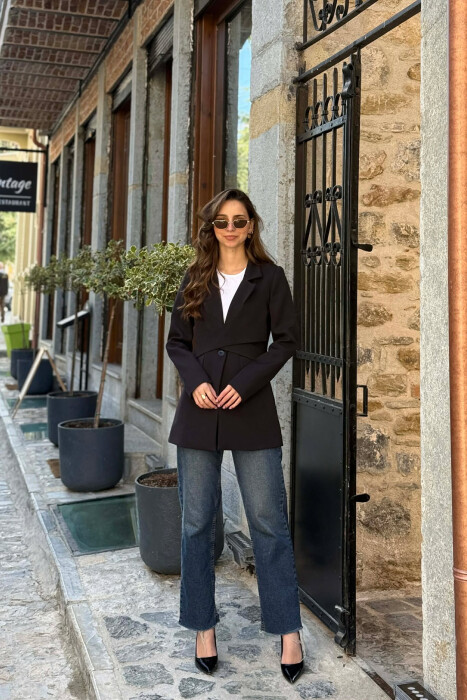 ONE COLOR CLASSIC LACING DETAIL WOMEN JACKET BLACK/ E ZEZE 