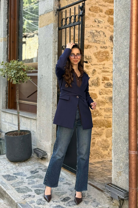 ONE COLOR CLASSIC LACING DETAIL WOMEN JACKET BLUE/BLU 