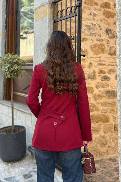 ONE COLOR CLASSIC LACING DETAIL WOMEN JACKET BURGUNDY/VISHNJE - 2