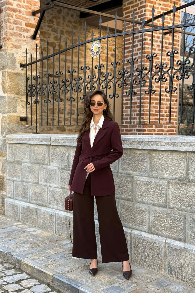 ONE COLOR CLASSIC LACING DETAIL WOMEN JACKET DARK BURGUNDY/VISHNJE E ERRET - 2