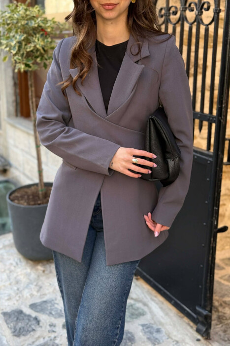 ONE COLOR CLASSIC LACING DETAIL WOMEN JACKET GREY ASH/GRI HIRI - 3