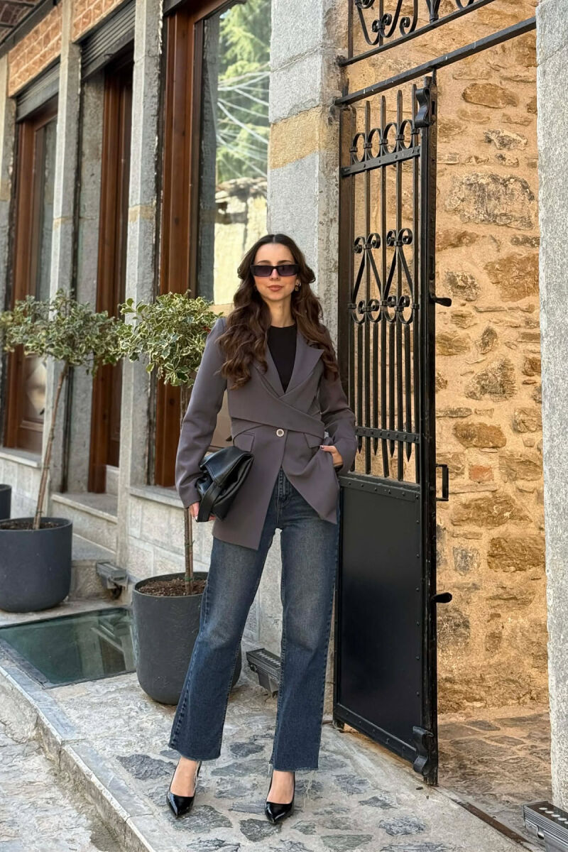 ONE COLOR CLASSIC LACING DETAIL WOMEN JACKET GREY ASH/GRI HIRI - 4