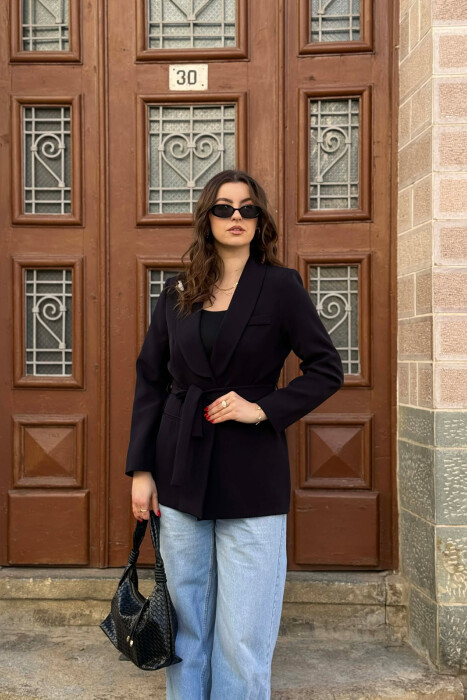 ONE COLOR CLASSIC LACING SIMPLE WOMEN JACKET BLACK/ E ZEZE 