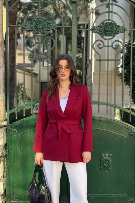 ONE COLOR CLASSIC LACING SIMPLE WOMEN JACKET BURGUNDY/VISHNJE 