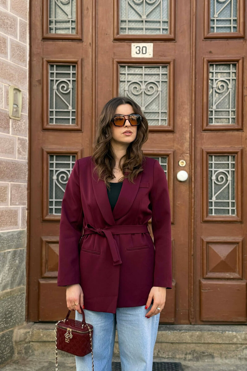 ONE COLOR CLASSIC LACING SIMPLE WOMEN JACKET DARK BURGUNDY/VISHNJE E ERRET - 1