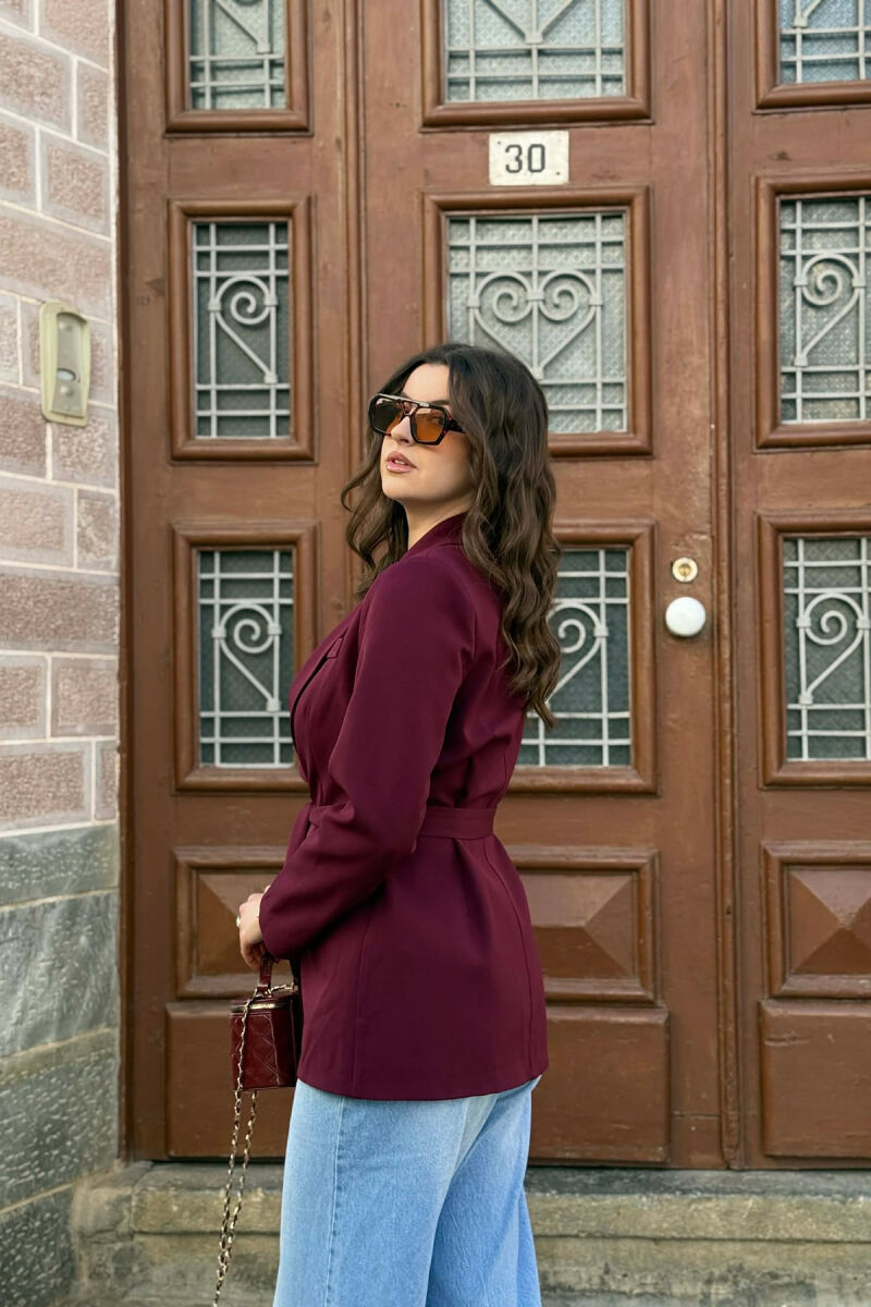 ONE COLOR CLASSIC LACING SIMPLE WOMEN JACKET DARK BURGUNDY/VISHNJE E ERRET - 2