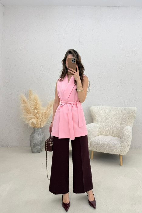 ONE COLOR CLASSIC LACING WOMEN VEST PINK/ROZE - 3