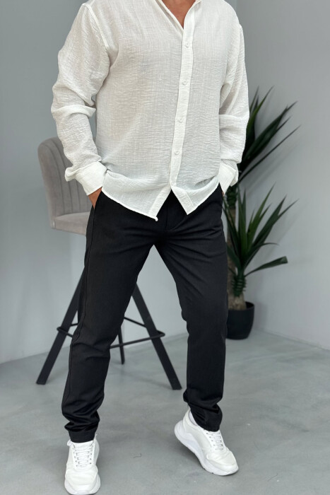 PANTALLONA KLASIKE NJË NGJYRËSHE PËR MESHKUJ NË NGJYRËN GRI E ERRËT 