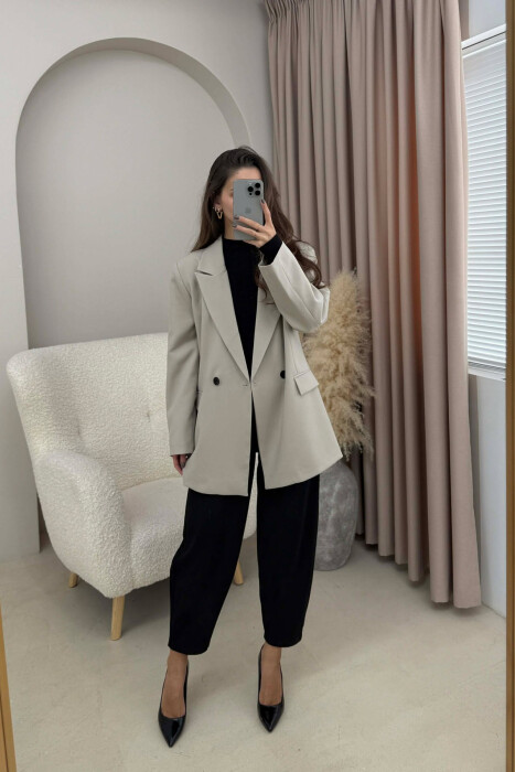 ONE COLOR CLASSIC SIMPLE WOMEN JACKET BEIGE/BEZHE 