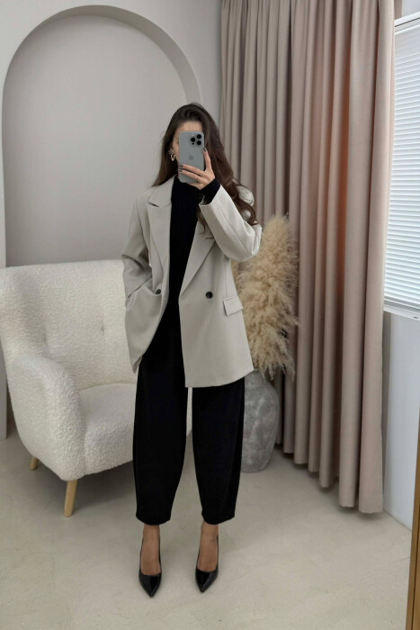 ONE COLOR CLASSIC SIMPLE WOMEN JACKET BEIGE/BEZHE - 2