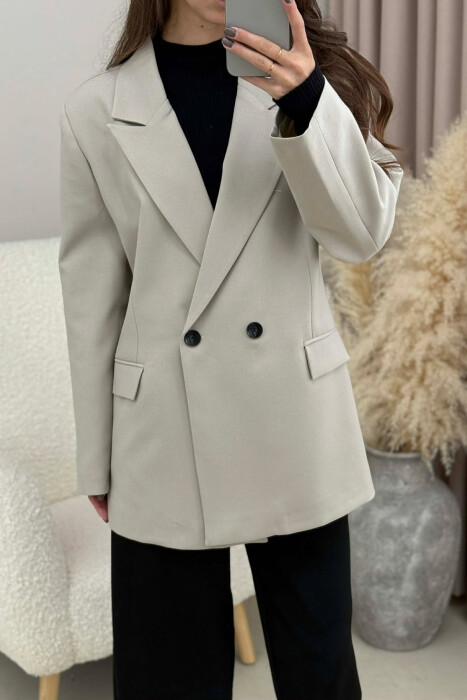 ONE COLOR CLASSIC SIMPLE WOMEN JACKET BEIGE/BEZHE - 3