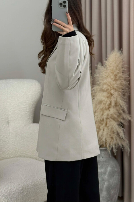 ONE COLOR CLASSIC SIMPLE WOMEN JACKET BEIGE/BEZHE - 4