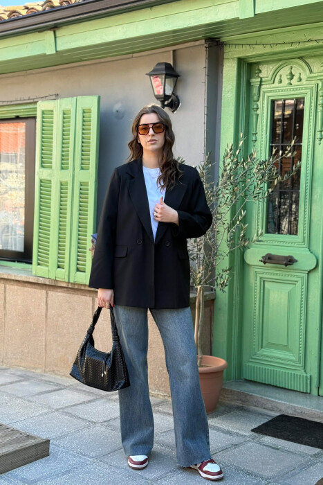 ONE COLOR CLASSIC SIMPLE WOMEN JACKET BLACK/ E ZEZE - 5