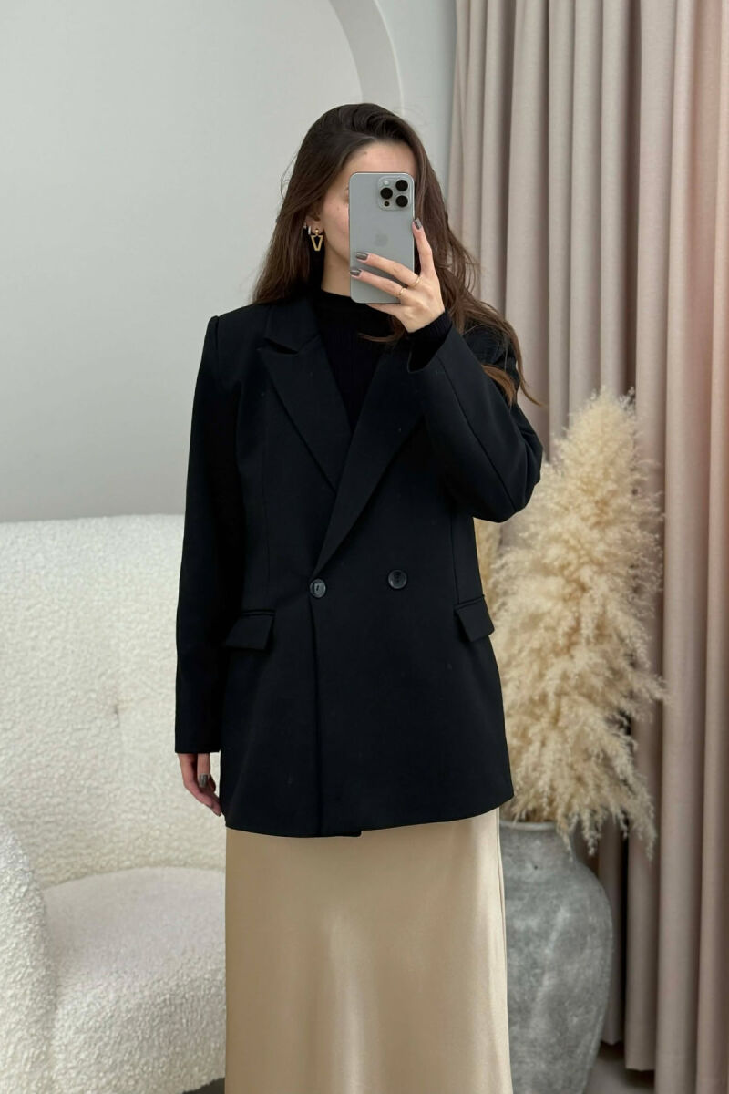 ONE COLOR CLASSIC SIMPLE WOMEN JACKET BLACK/ E ZEZE - 3