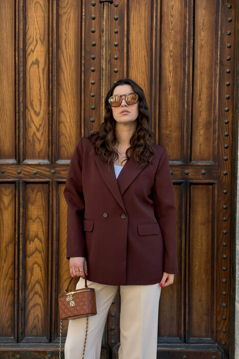 ONE COLOR CLASSIC SIMPLE WOMEN JACKET BROWN/KAFE - 1