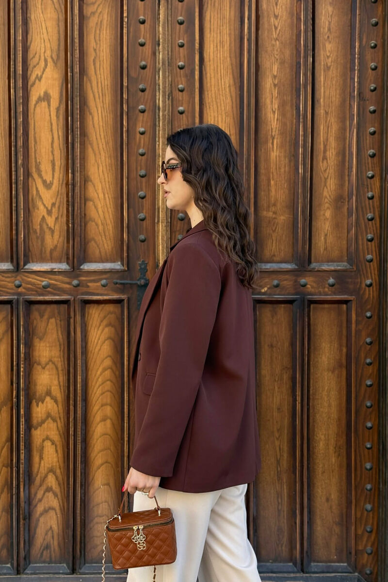 ONE COLOR CLASSIC SIMPLE WOMEN JACKET BROWN/KAFE - 3