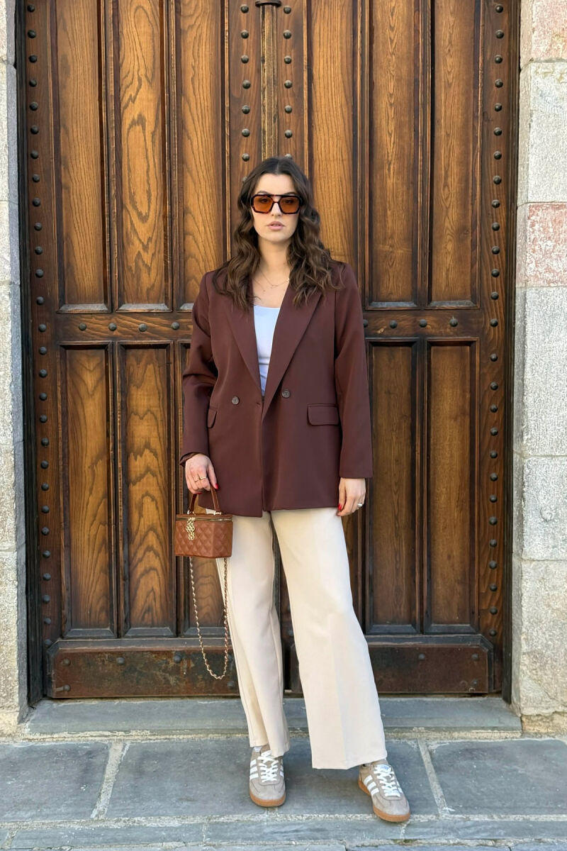 ONE COLOR CLASSIC SIMPLE WOMEN JACKET BROWN/KAFE - 5