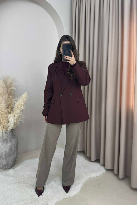 ONE COLOR CLASSIC SIMPLE WOMEN JACKET DARK BURGUNDY/VISHNJE E ERRET 