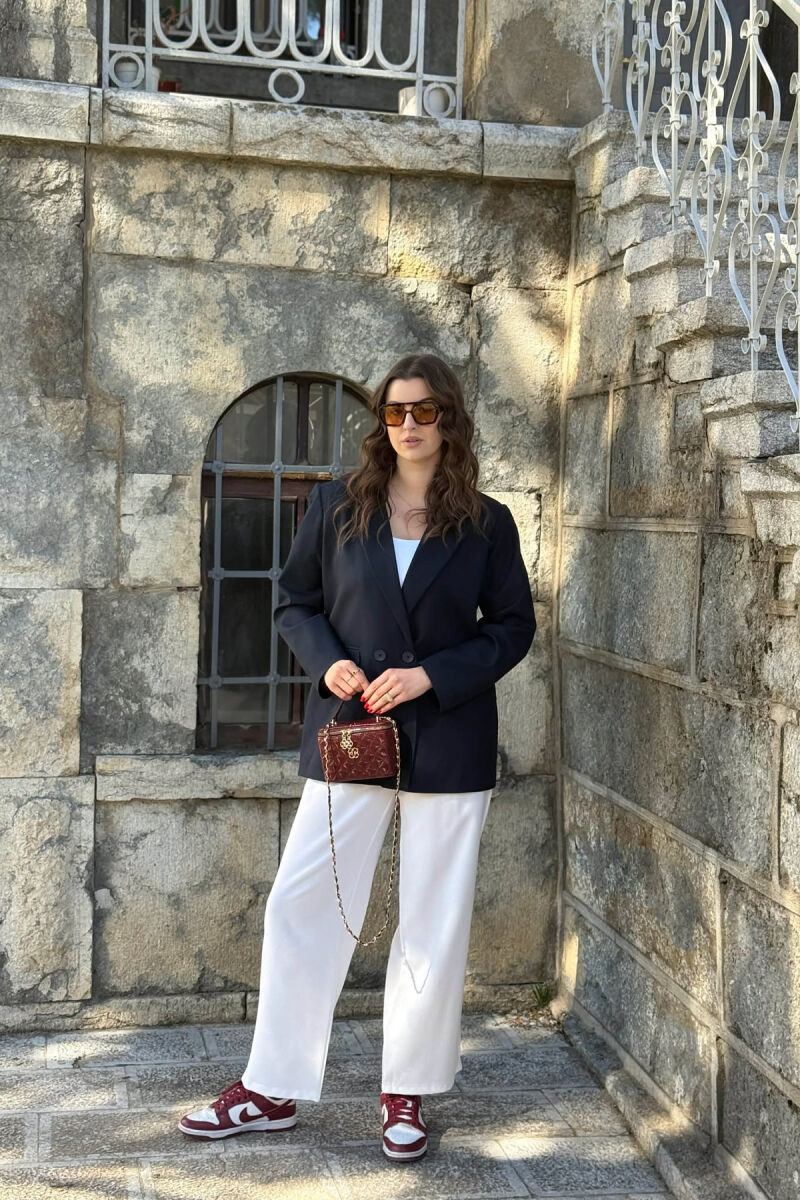 ONE COLOR CLASSIC SIMPLE WOMEN JACKET MIDNIGHT BLUE/BLU MESNATE - 4