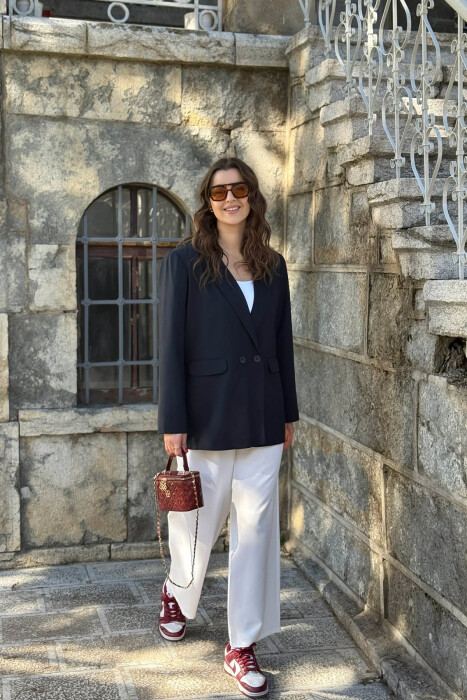 ONE COLOR CLASSIC SIMPLE WOMEN JACKET MIDNIGHT BLUE/BLU MESNATE - 6