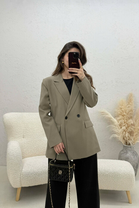 ONE COLOR CLASSIC SIMPLE WOMEN JACKET OLIVE/ULLI - KLAUDIO FASHION