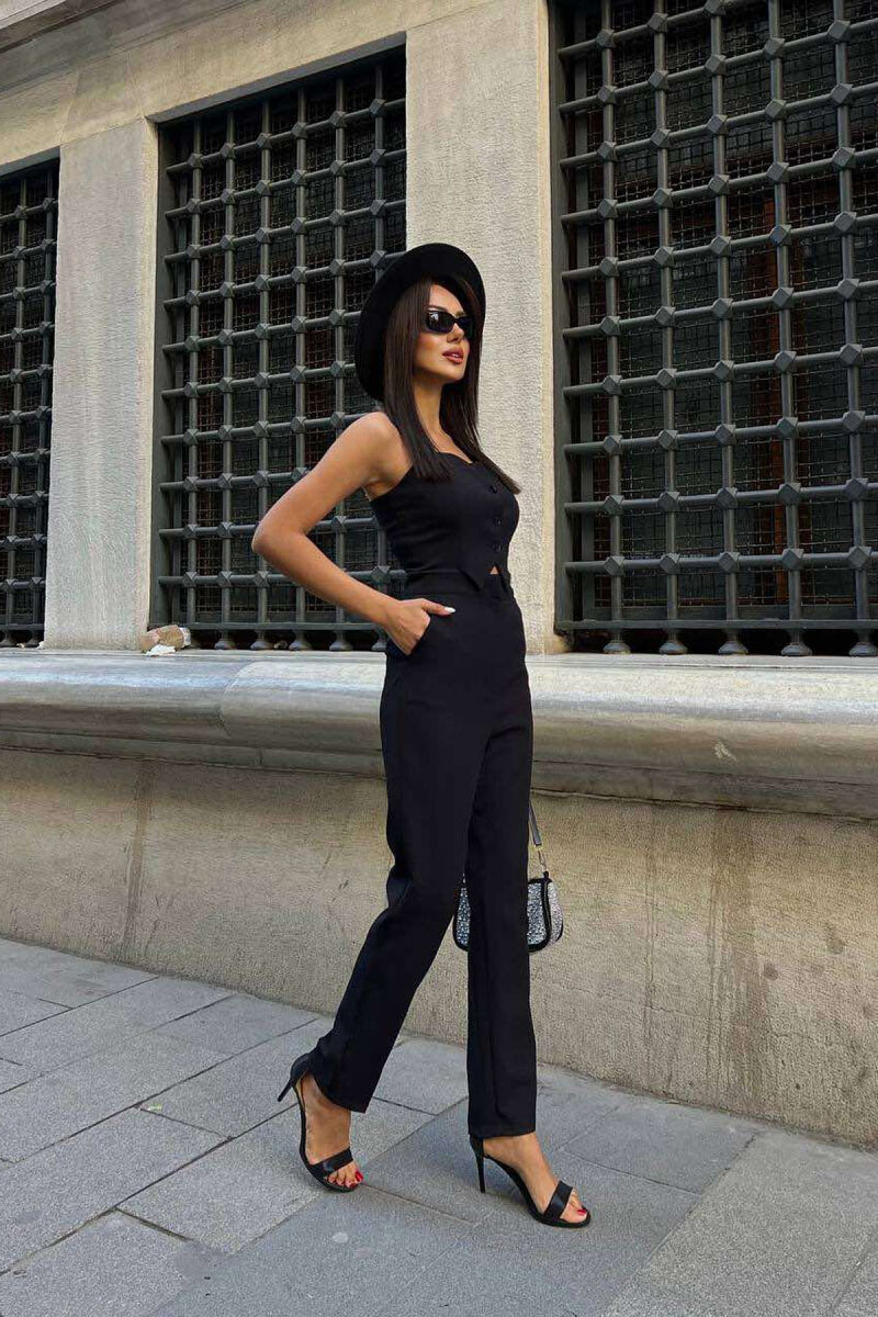 ONE COLOR CLASSIC SIMPLE WOMEN JUMPSUIT BLACK/ E ZEZE - 2
