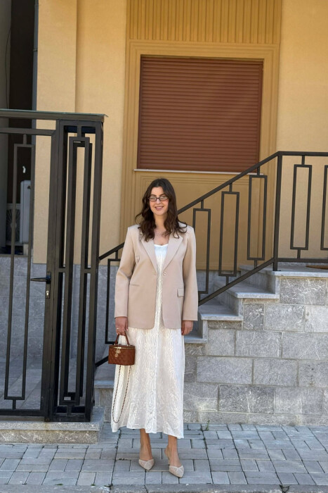 ONE COLOR CLASSIC WOMAN JACKET BEIGE/BEZHE - 