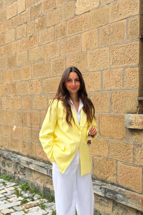 ONE COLOR CLASSIC WOMAN JACKET YELLOW/E VERDHE - KLAUDIO FASHION