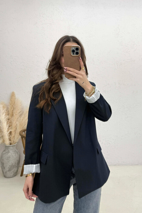 ONE COLOR CLASSIC WOMEN JACKET BLUE/BLU - KLAUDIO FASHION