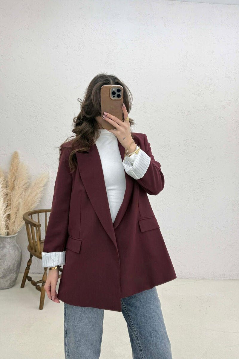 ONE COLOR CLASSIC WOMEN JACKET BURGUNDY/VISHNJE - 1