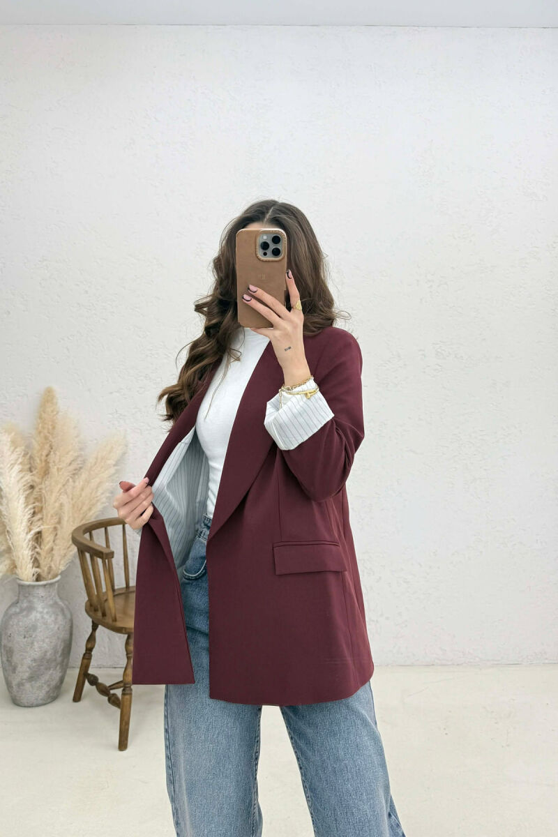ONE COLOR CLASSIC WOMEN JACKET BURGUNDY/VISHNJE - 2