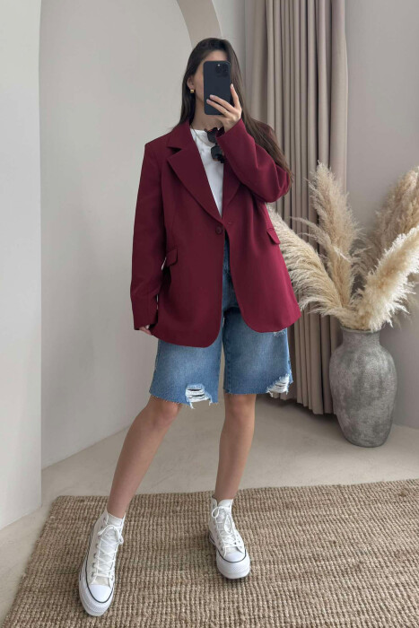 ONE COLOR CLASSIC WOMEN JACKET BURGUNDY/VISHNJE - 1