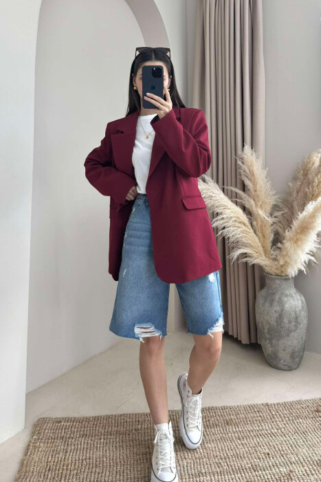 ONE COLOR CLASSIC WOMEN JACKET BURGUNDY/VISHNJE - 2