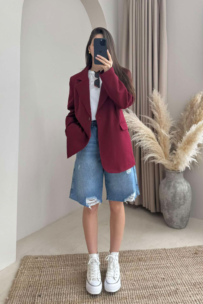 ONE COLOR CLASSIC WOMEN JACKET BURGUNDY/VISHNJE - 3