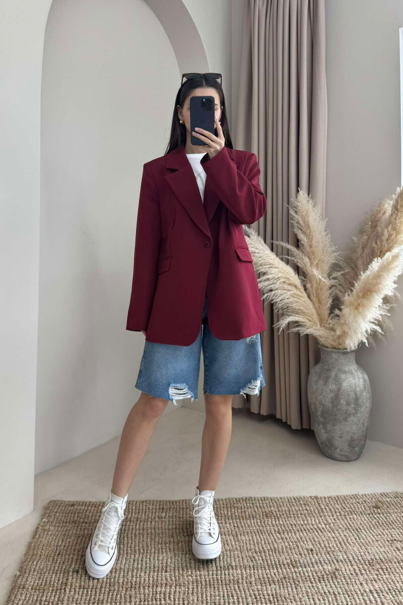 ONE COLOR CLASSIC WOMEN JACKET BURGUNDY/VISHNJE - 5