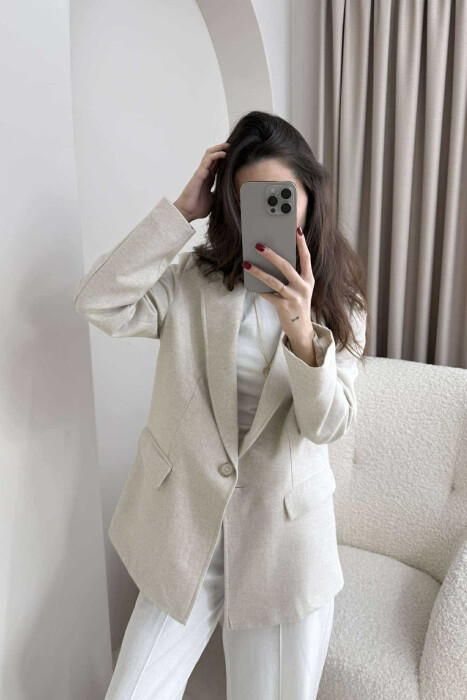 ONE COLOR CLASSIC WOMEN JACKET CREAM/KREM - 1