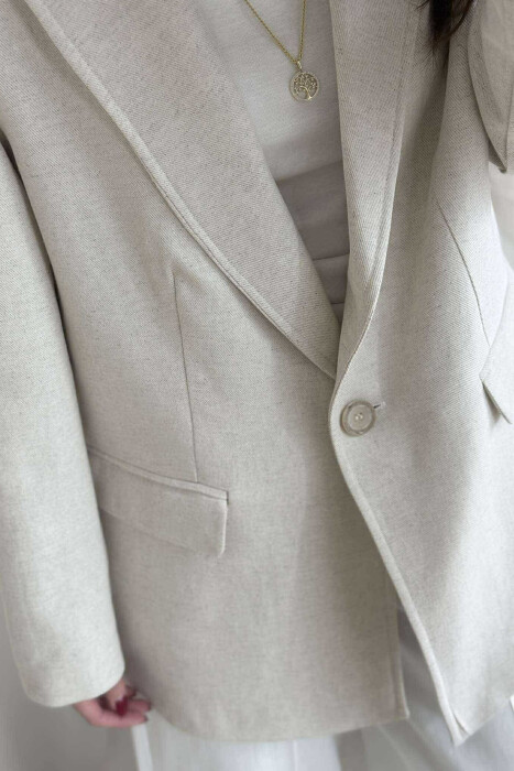 ONE COLOR CLASSIC WOMEN JACKET CREAM/KREM - 5