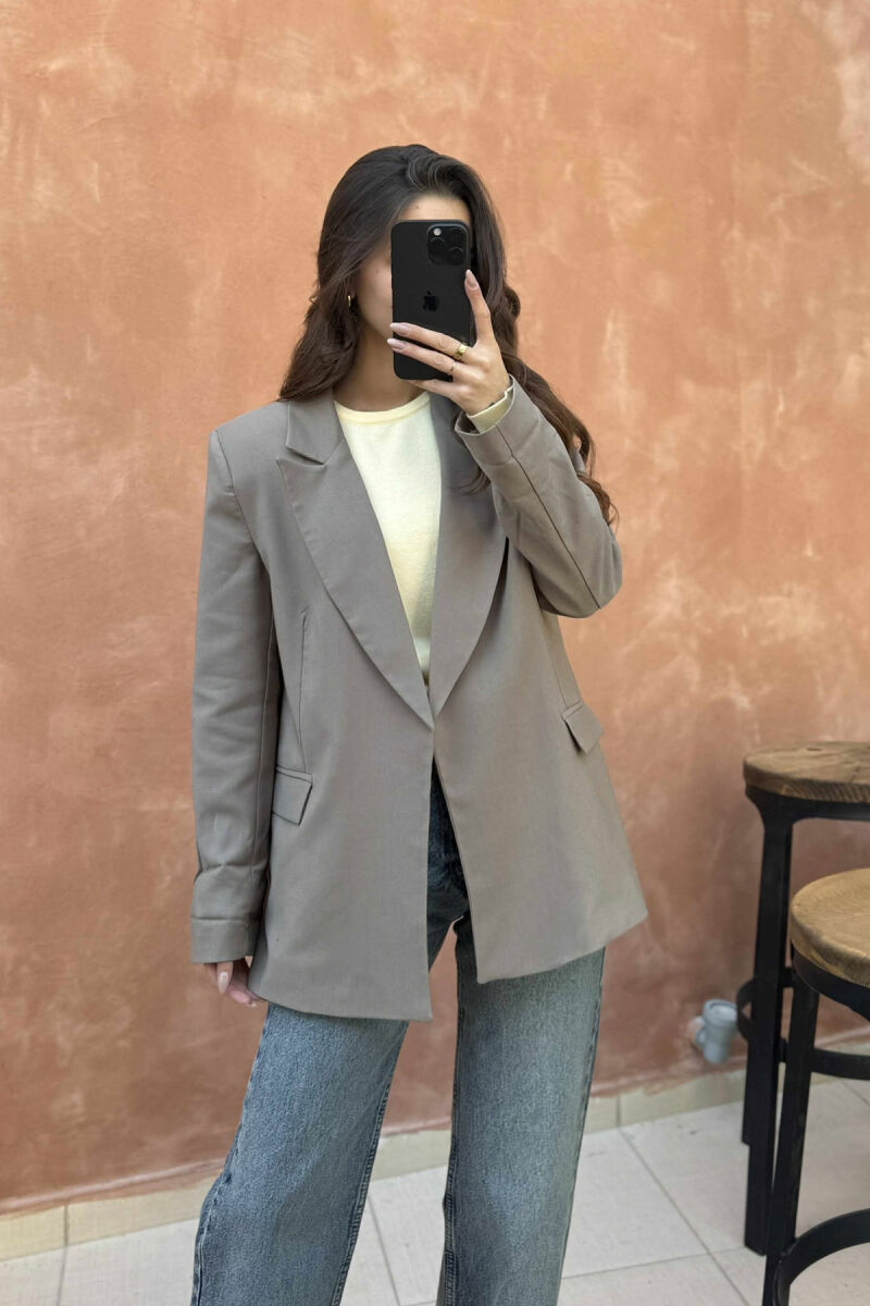 ONE COLOR CLASSIC WOMEN JACKET DARK BEIGE/BEZHE ERRET - 3