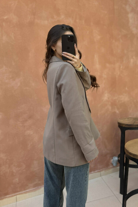 ONE COLOR CLASSIC WOMEN JACKET DARK BEIGE/BEZHE ERRET - 4
